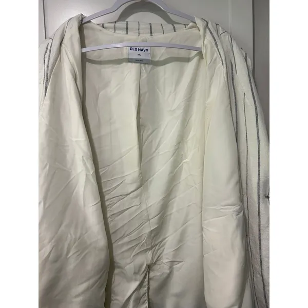 Old Navy Linen Blend Blazer Nautical Coastal Double Breasted Striped Navy XXL - Image 10