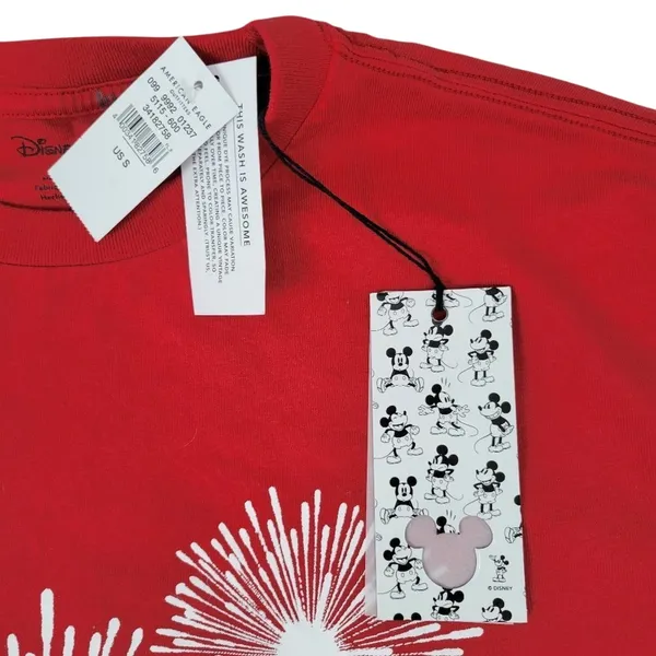 Disney x AE American Eagle Mickey Mouse‎ Fireworks Graphic Red T-Shirt - Image 7
