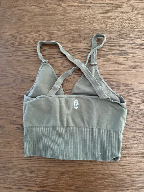 FP Movement by Free People Olive Green V-Neck Sports Bralette - Image 2