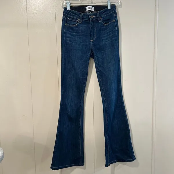 Paige Denim Flare Jeans Size 25 Dark Wash | Premium Stretch Bootcut Mid Rise - Image 2