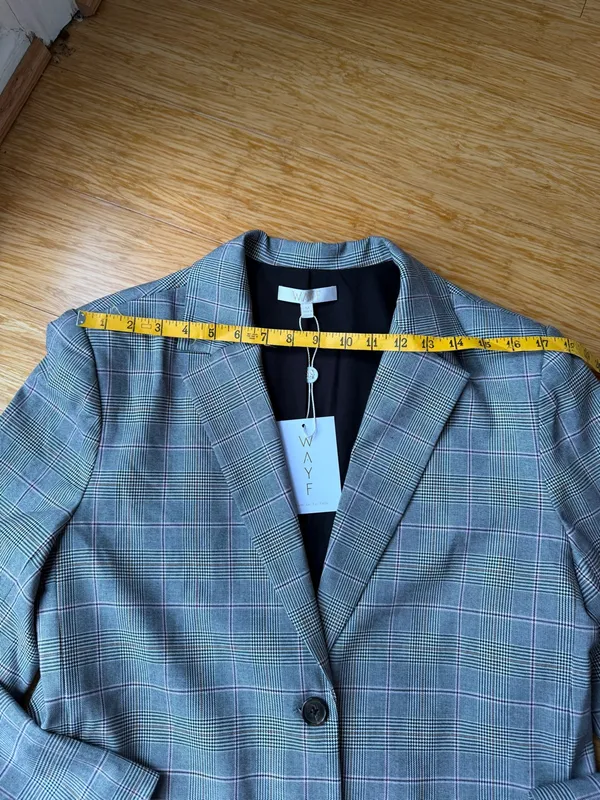 WAYF NWT Gray Plaid Oversized Blazer Pink Windowpane M - Image 10