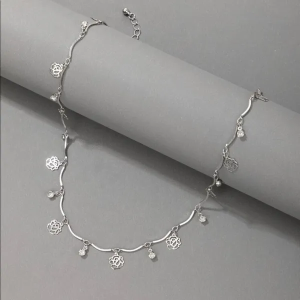 Gorgeous Rose & Bling Charm silver necklace - Image 2