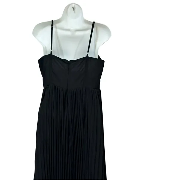 Zeflows Womens Black Corset Pleated Maxi Dress Sleeveless Square Neck Size M - Image 4