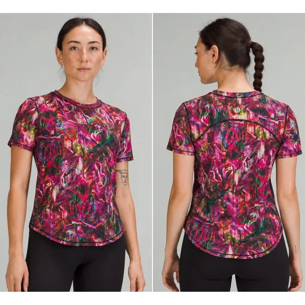 Lululemon | High Neck Running Training Tee Hyper Flow Pink Multi | Est Sz 6 - Image 2