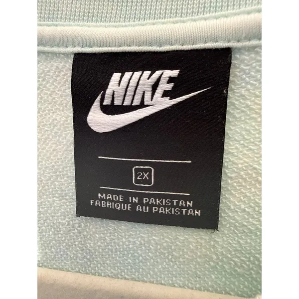 Nike Cropped Sweatshirt Sz 2x Bluish Tie Dye Emboidered‎ Swish Logo - Image 4
