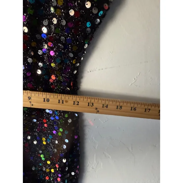 Bear Dance NWT Sparkly Sequin Mini Dress Spaghetti‎ Straps Blk Rainbow Party Clubwear Disco - Image 9