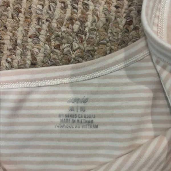 Aerie Cream and White Striped One-Shoulder Tank Top - Image 3
