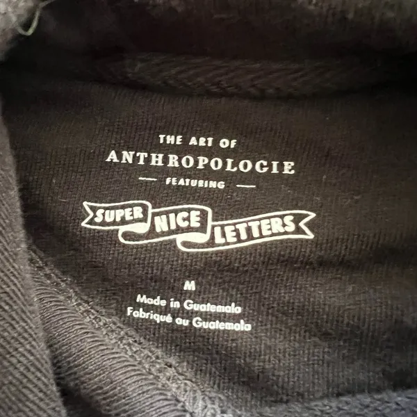 Anthropologie Super Nice Letters True Love Cropped Graphic Hoodie M Sweatshirt‎ - Image 5