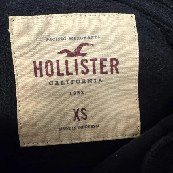 2008 | Hollister Y2K Floral Rose Embroidered Cropped Hoodie Sweatshirt Black XS‎ - Image 5