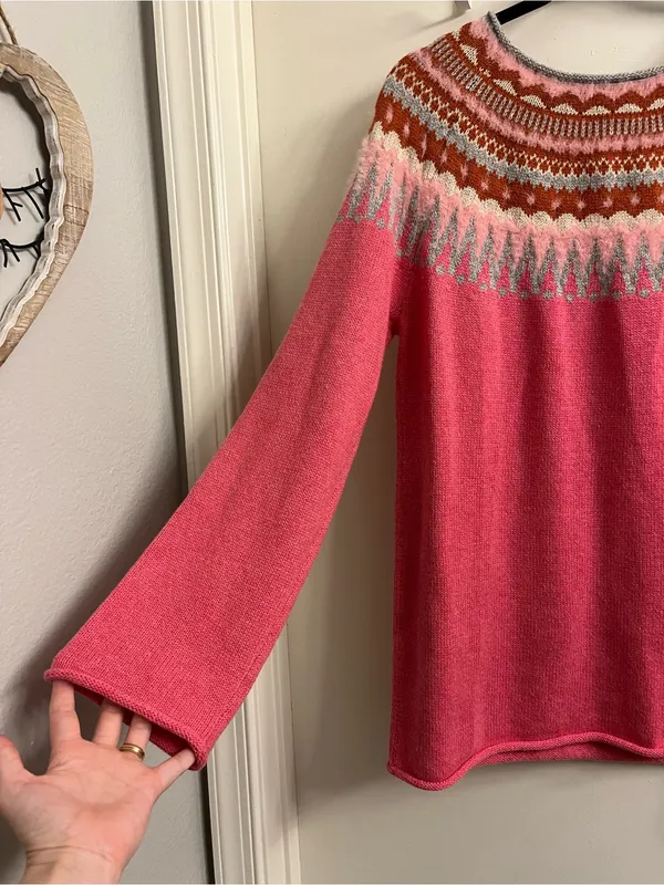 Sundance Pink Fair Isle Sweater Size Large - Image 5