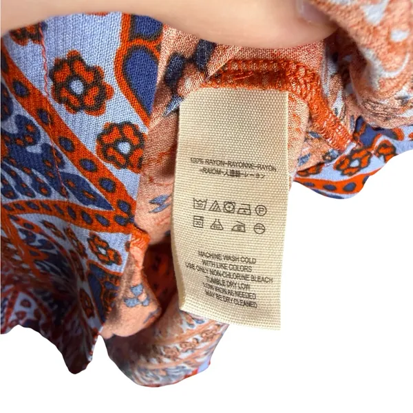 🔥 Free People Charlotte Rust Printed Tunic Tank Size‎ S Boho 🧡 - Image 3