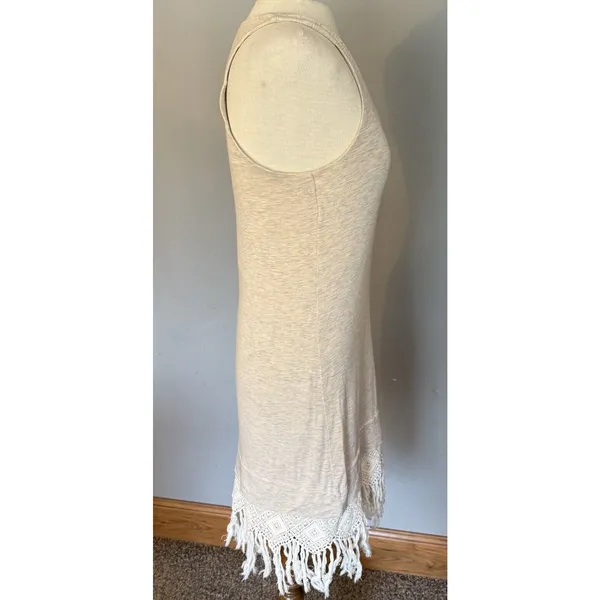 Anthropologie‎ Dolan Dress Sz Small Beige Fringe Tank Lined Boho Fairy Grunge - Image 3