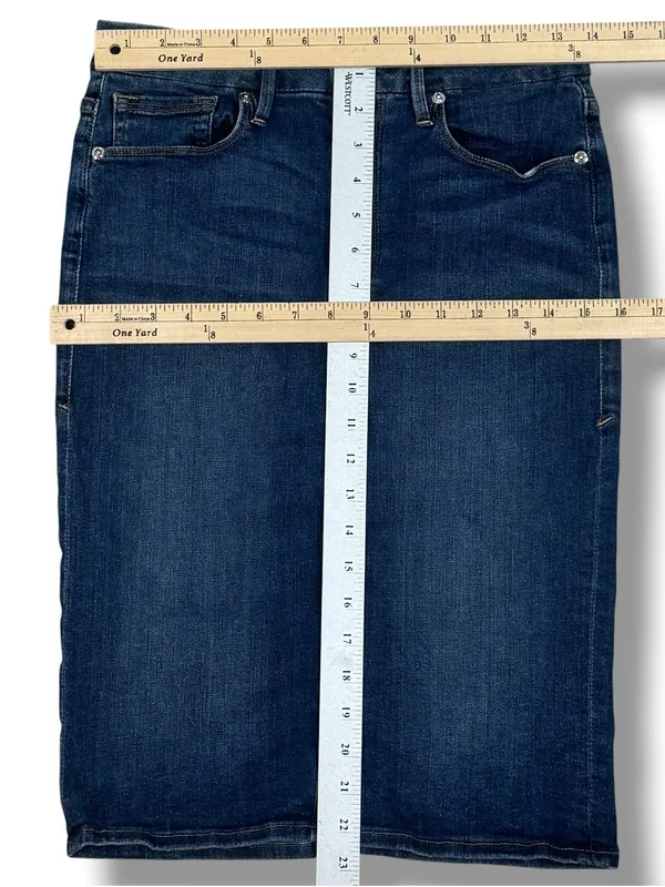 Good American Stretch Denim Pencil Skirt Blue Size 10 30 Knee Length Classic - Image 10