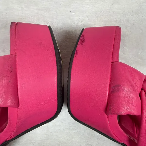 Open Edit Pink Knot Platform Mules Square Toe Block Heel‎ Sandals Womens 7 - Image 12
