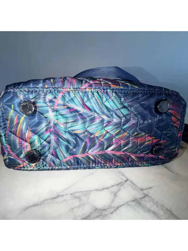 Lug Jive Tropical Multicolor Quilted Crossbody Bag Tote Handbag 10x10 Blue Green - Image 7