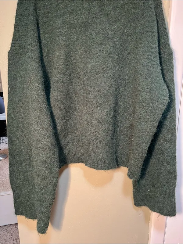Calvin Klein‎ Jeans Women's Size XL Crewneck Sweater Oversized Dark Green Fuzzy - Image 8