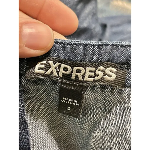 Express Womens Chambray Jumpsuit Sz 0 Boho Coastal Grandma Trouser Romper Y2k - Image 6