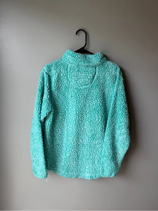 Simply Southern Sherpa Fleece Quarter Zip Pullover Mint Pink Women’s Medium Cozy Teddy Jacket - Image 4