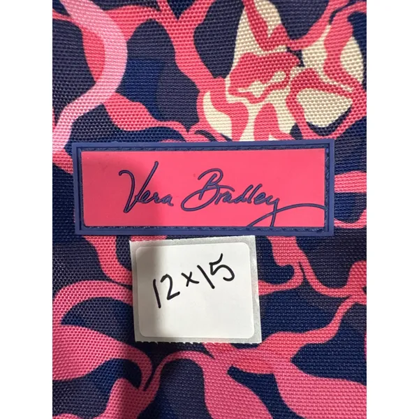 Vera Bradley Lighten Up Grand Backpack Pink Navy Floral Water Repellent Bag - Image 4