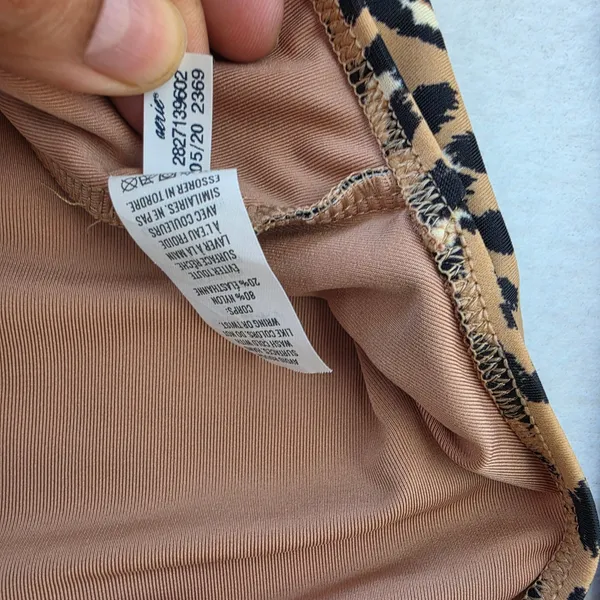 Aerie Leopard Print Wrap One Piece Swimsuit Tan Black Cutout Tie Waist L Long - Image 6
