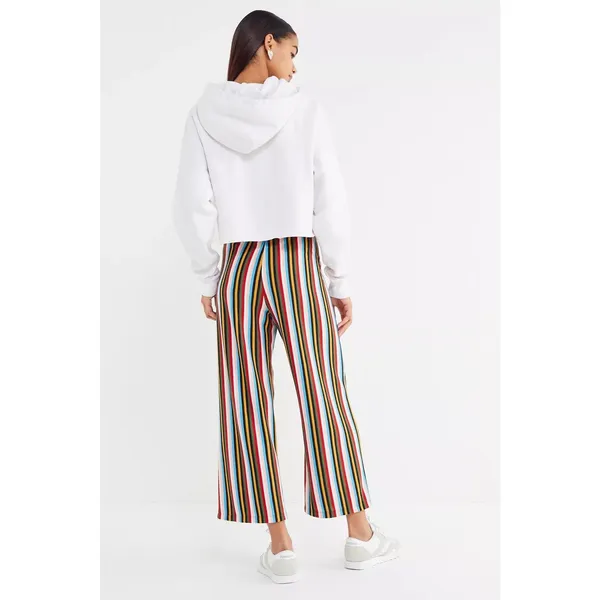 Urban Outfitters Multicolor Rainbow Striped Wide Leg Ankle Trousers Pants Size M - Image 3