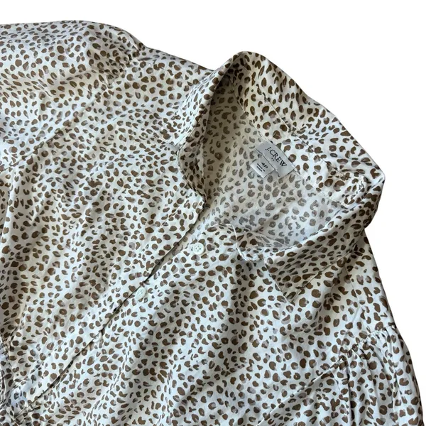 J.Crew Womens Brown Animal Print Short Sleeve Collared Mini Dress Size 4P - Image 4