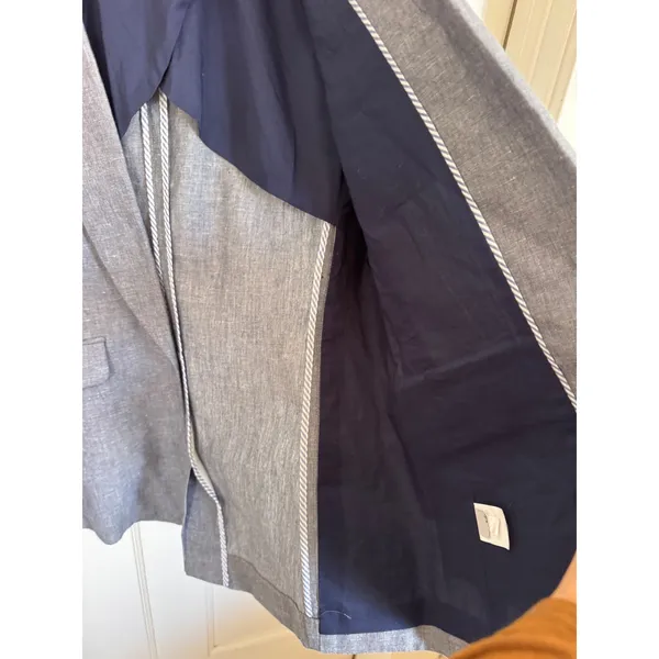 J.Crew Unstructured Shawl Collar linen cotton blend blue/gray blazer size 8 - Image 7