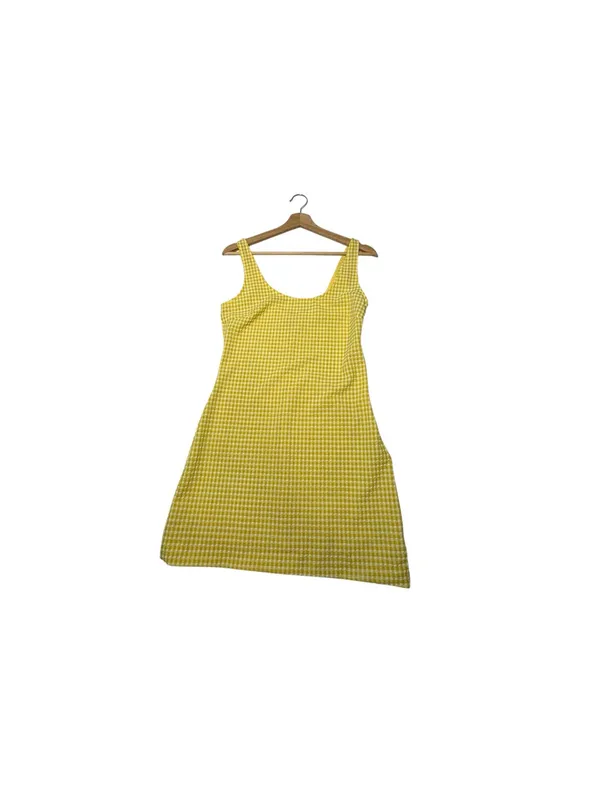 Urban Outfitters Mary Gingham Mini Dress S Yellow Textured Cottagecore Sundress - Image 5