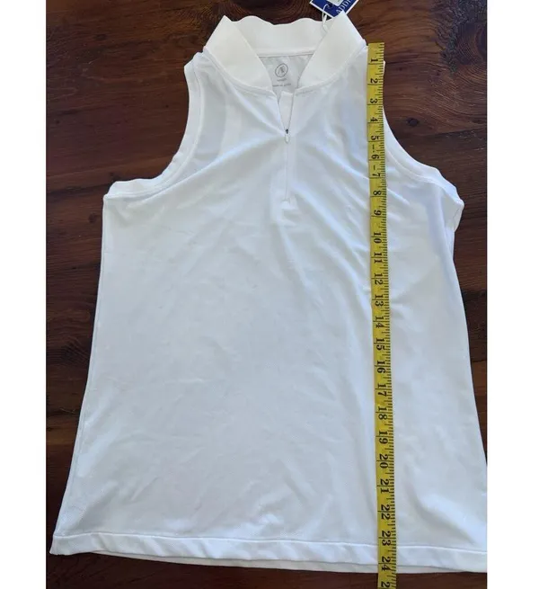 Addison Bay Sleeveless Courtside White Polo Shirt Size M Golf Tennis NWT $75 - Image 4