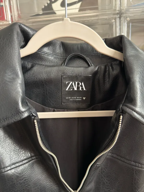 ZARA Leather Jacket Black - Image 3