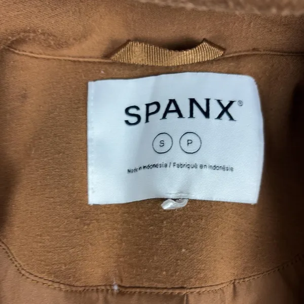 Spanx Coat Womens Small Brown Modal Blend Long Open Front Overcoat Lined Pockets - Image 6