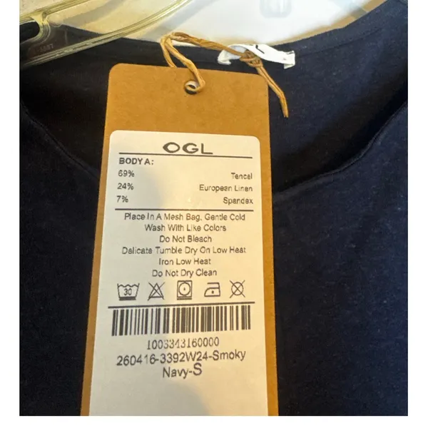 OGL Smoky Navy Blue Short Sleeve Top Soft Stretch Minimalist Tee Small S New - Image 7