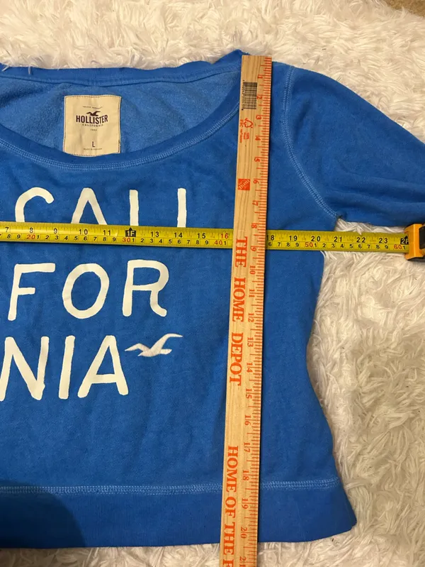 Hollister California CO. blue off shoulder long sleeve lightweight sweatshirt L - Image 6