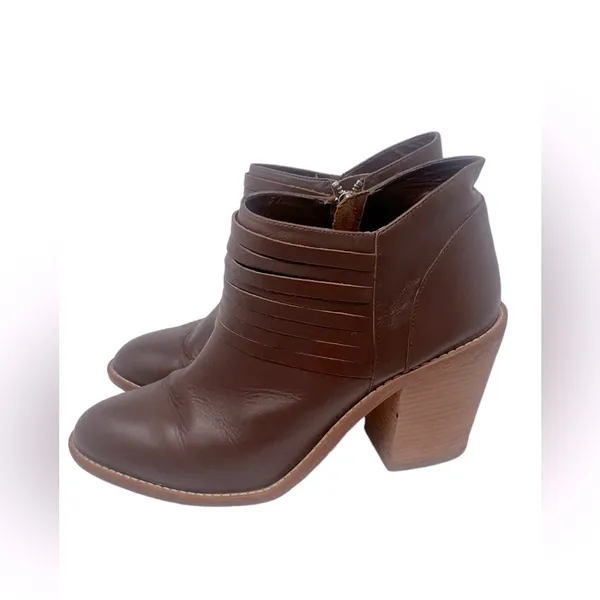 Loeffler Randall Eva Leather Ankle Boots Brown Block‎ Heel Size 10.5 - Image 3