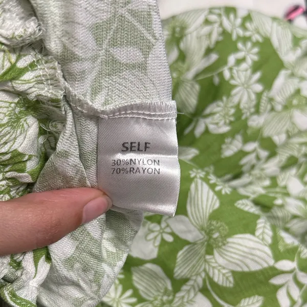 NWT Cotton Bleu Boutique Green Floral Print High Waist Pants Summer‎ Resort - Image 6