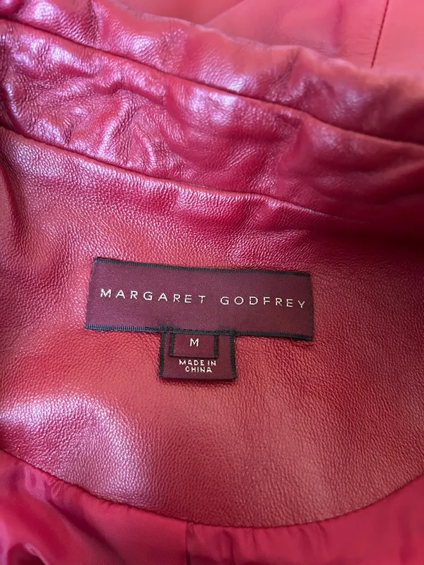 Margaret Godfrey‎ Red Genuine Leather Jacket Size Medium - Image 5