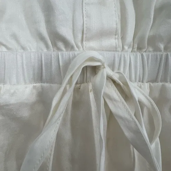 Elle White Eyelet Cotton Shirtdress Sleeveless Button Down Drawstring‎ Mini Sz S - Image 4