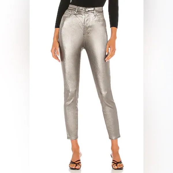 Free People We the Free Phoenix Coated High-Rise Skinny‎ Jeans in Silver Size 27 - Image 6
