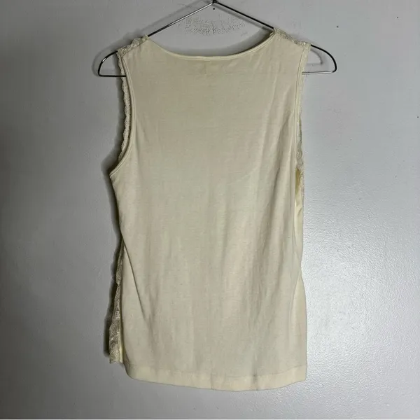 Vintage Gold Label Victoria’s Secret Ivory‎ Sheer Lace Front Tank Top CP - Image 2