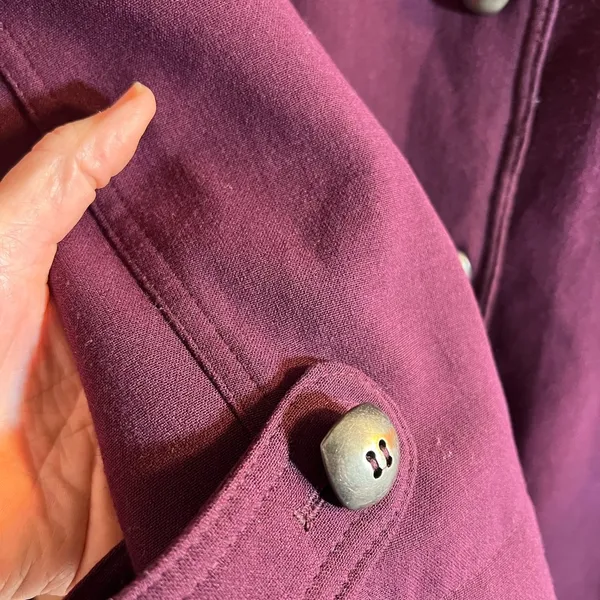 Rich Purple Structured Trench Coat with Military Design and Wide Lapel - Image 6