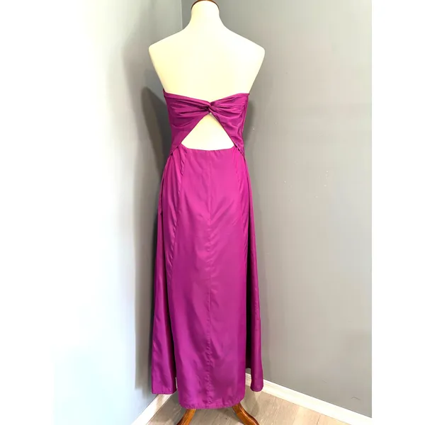 Purple Fuchsia Y2K Beaded Strapless Hoco Formal Prom Gown Dress Evening Size 6 - Image 5