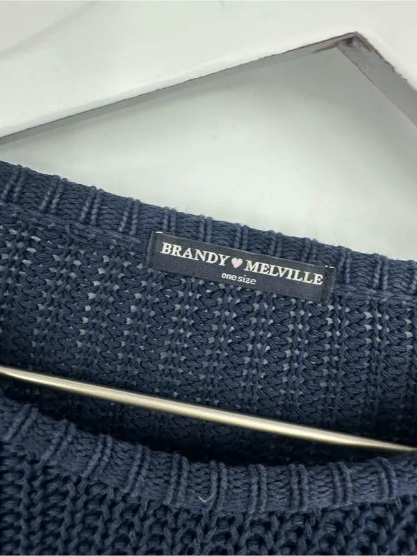 Brandy Melville Blue Open Knit Sweater One Size Boho - Image 7