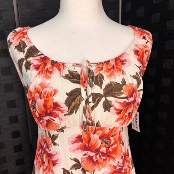 NWT Old Navy Maxi Dress Womens XS Floral Crepe‎ Empire Waist Boho Cottage Party - Image 2