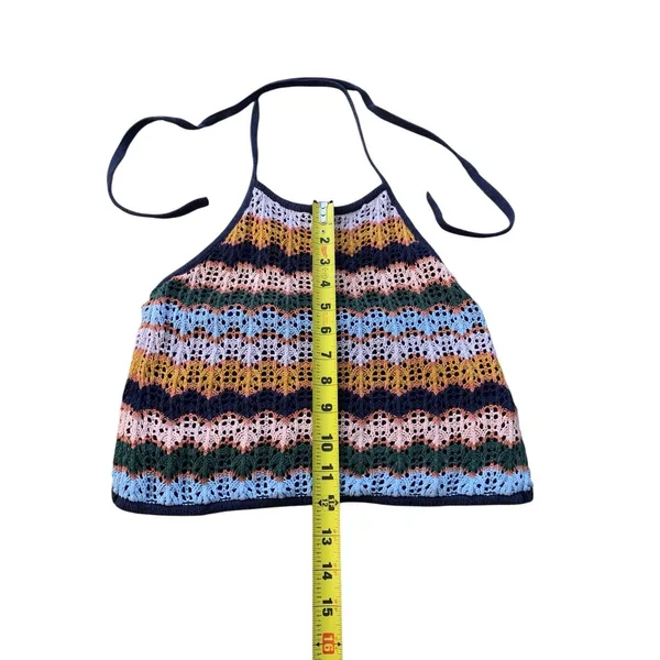 American‎ Eagle Crochet Halter Top XS Multicolor Chevron Boho Festival Core - Image 7