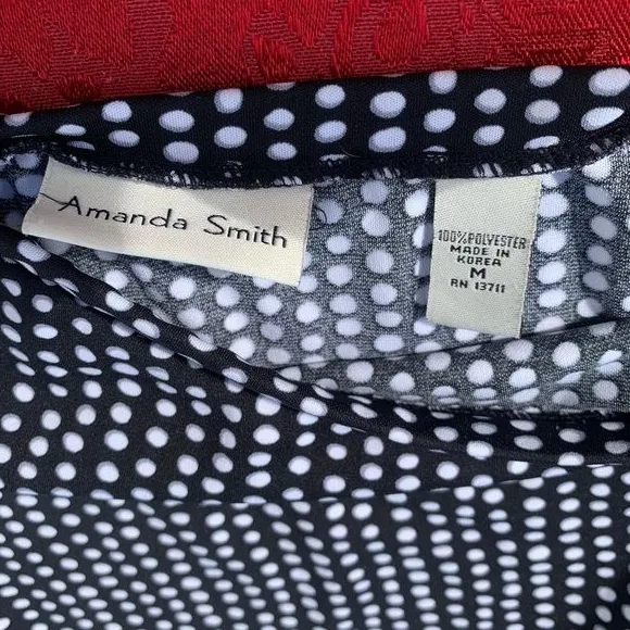 Amanda Smith Skirt Size Medium Black White Polka‎ Dots Flared Vintage Spring - Image 3