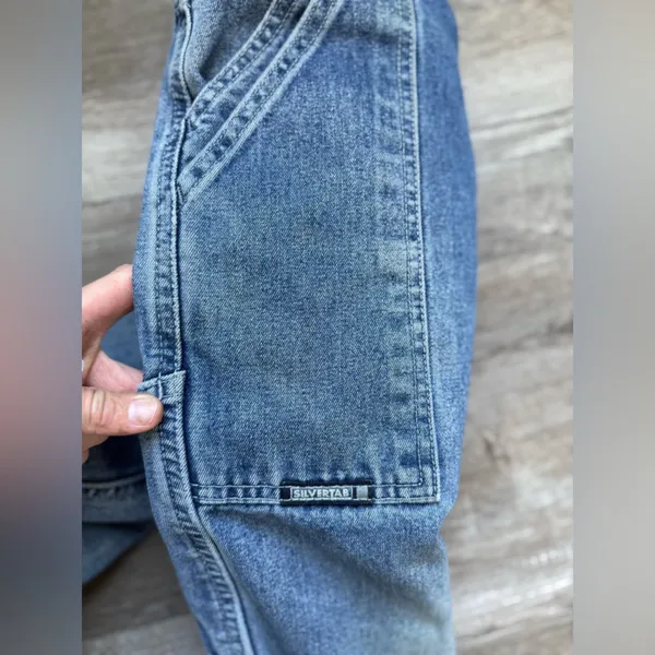 VTG LEVIS SILVER TAB Cargo Denim Pants Capris Size 24 25 M 12 Faded - Image 10