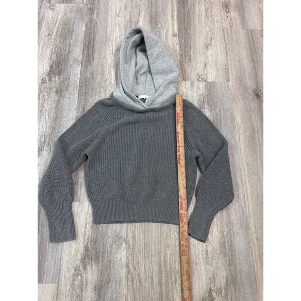 all:row Womens Gray Ribbed Knit Contrast Hooded Sweater‎ Size Small - Image 5