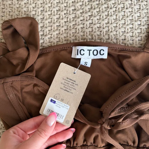 Tic Toc NWT Brown Corset Top - Image 3