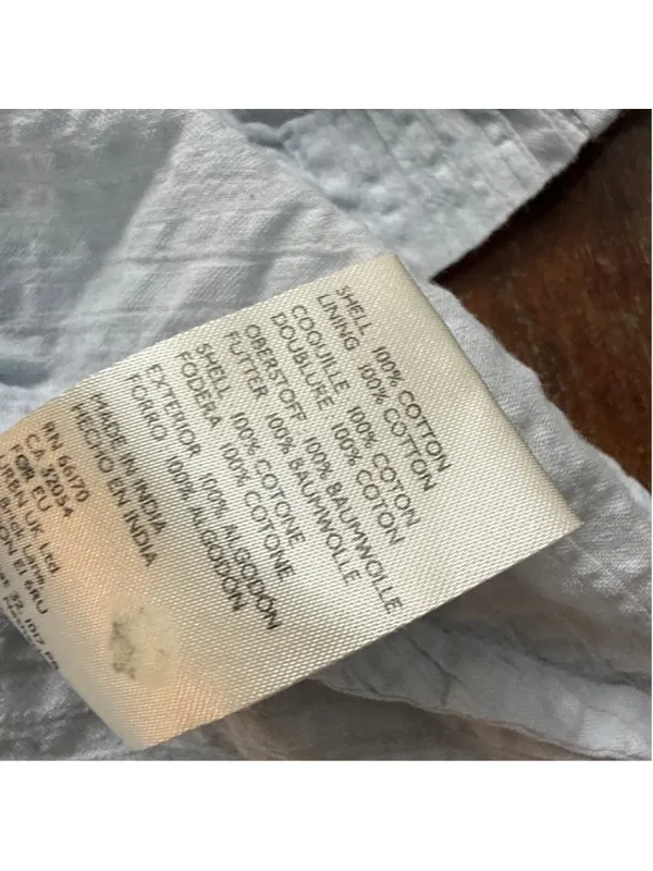 Free People Baby Blue Seersucker Puff Sleeve Babydoll Top Smocked Back S - Image 8