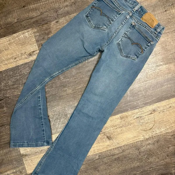 Y2K 2000s Low Rise American Eagle Wide Leg Jeans Light Wash Denim Women's Size 0 - Image 4